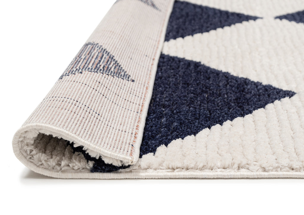 Blythe Ivory and Blue Checkered Rug