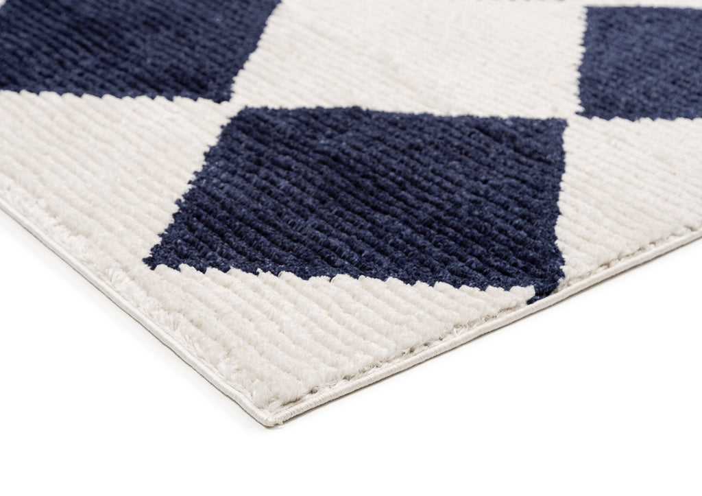 Blythe Ivory and Blue Checkered Rug