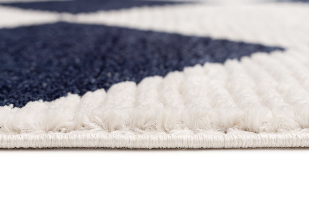 Blythe Ivory and Blue Checkered Rug