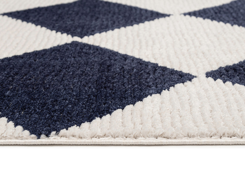 Blythe Ivory and Blue Checkered Rug