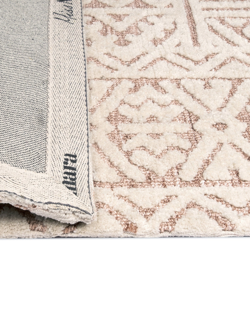 Bobbie Peach and Ivory Textured Tribal Rug