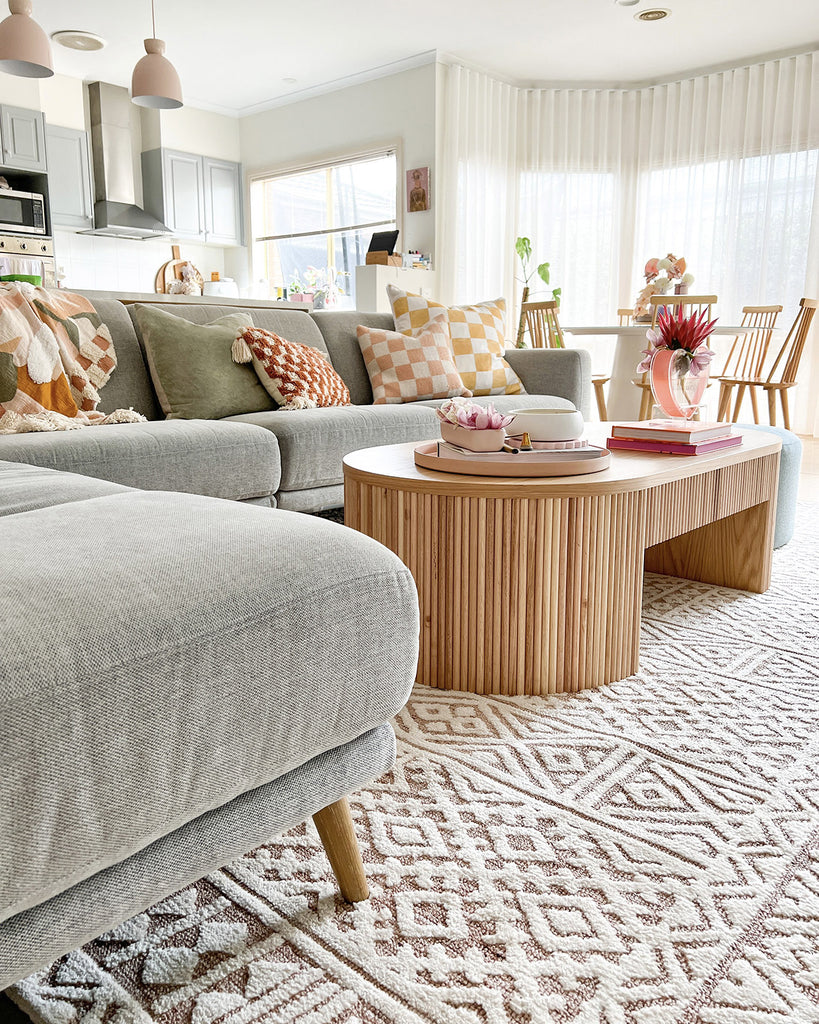 Bobbie Peach and Ivory Textured Tribal Rug