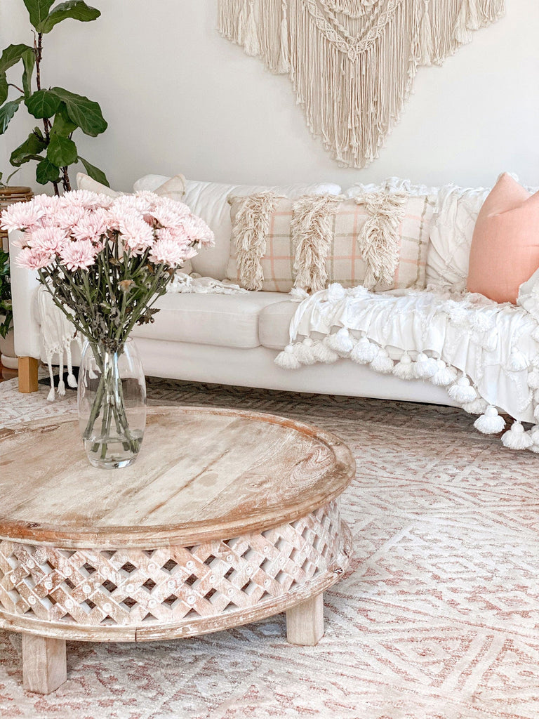 Bobbie Peach and Ivory Textured Tribal Rug