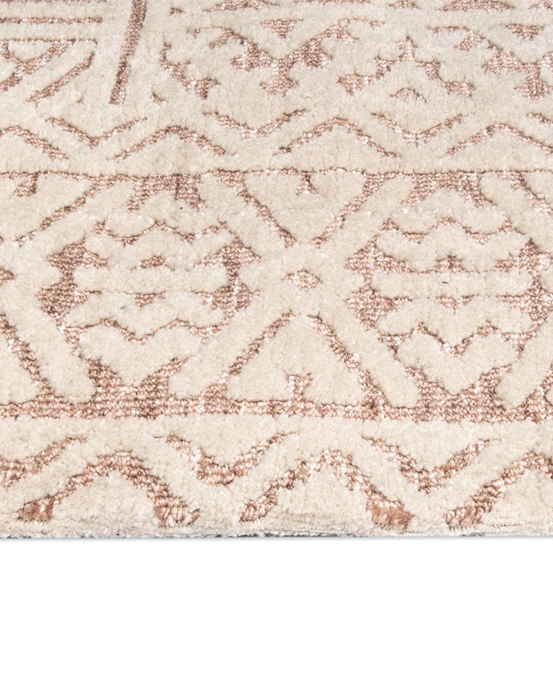 Bobbie Peach and Ivory Textured Tribal Rug