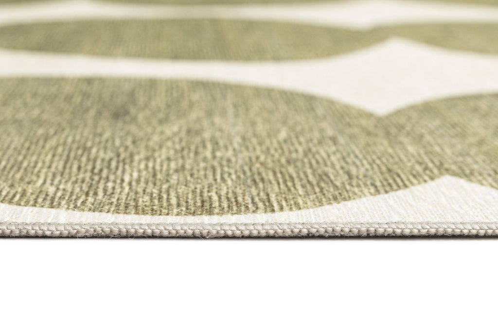 Brynne Green Ivory Indoor Outdoor Washable Rug