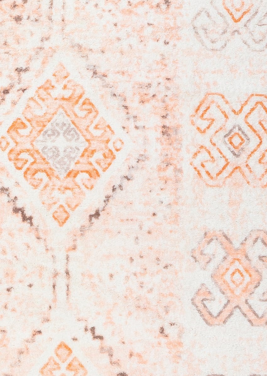 Saffron Mustard Brown Palm Tree Cotton Washable Rug