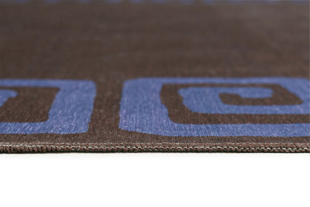 Callista Deep Chocolate and Vivid Blue Geometric Indoor Outdoor Rug