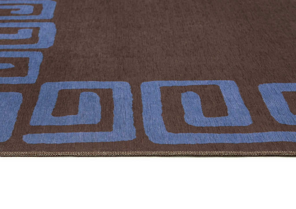 Callista Deep Chocolate and Vivid Blue Geometric Indoor Outdoor Rug