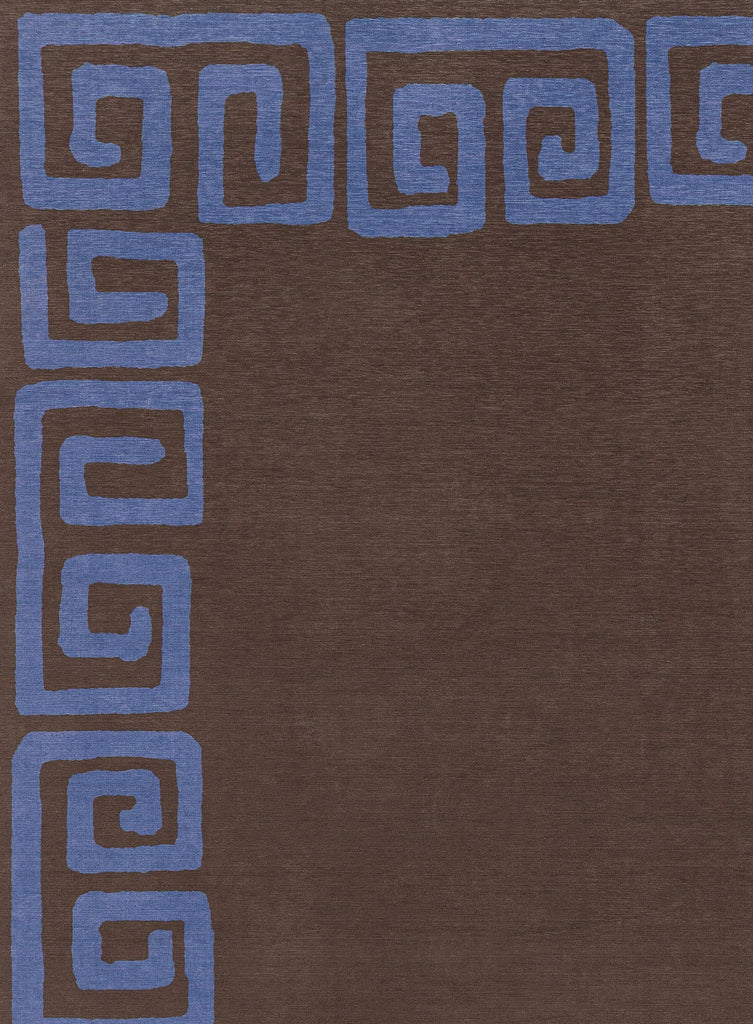Callista Deep Chocolate and Vivid Blue Geometric Indoor Outdoor Rug