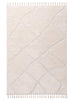 Calypso Ivory Cream Textured Tribal Tassel Rug