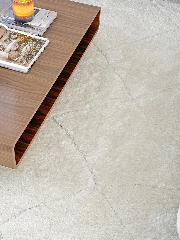 Calypso Ivory Cream Textured Tribal Tassel Rug