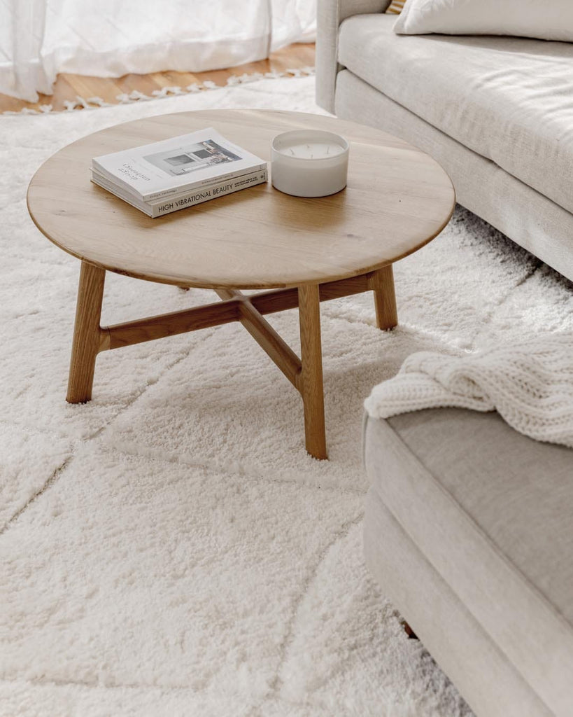 Calypso Ivory Cream Textured Tribal Tassel Rug