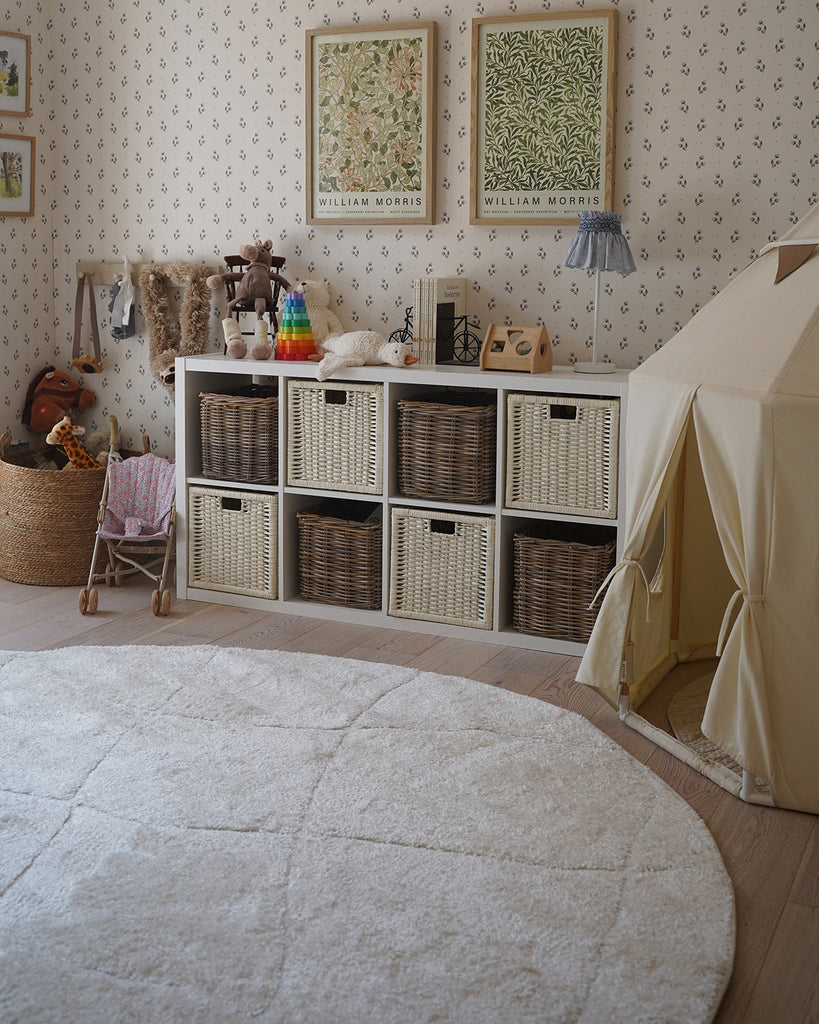 Calypso Ivory Cream Textured Tribal Round Rug