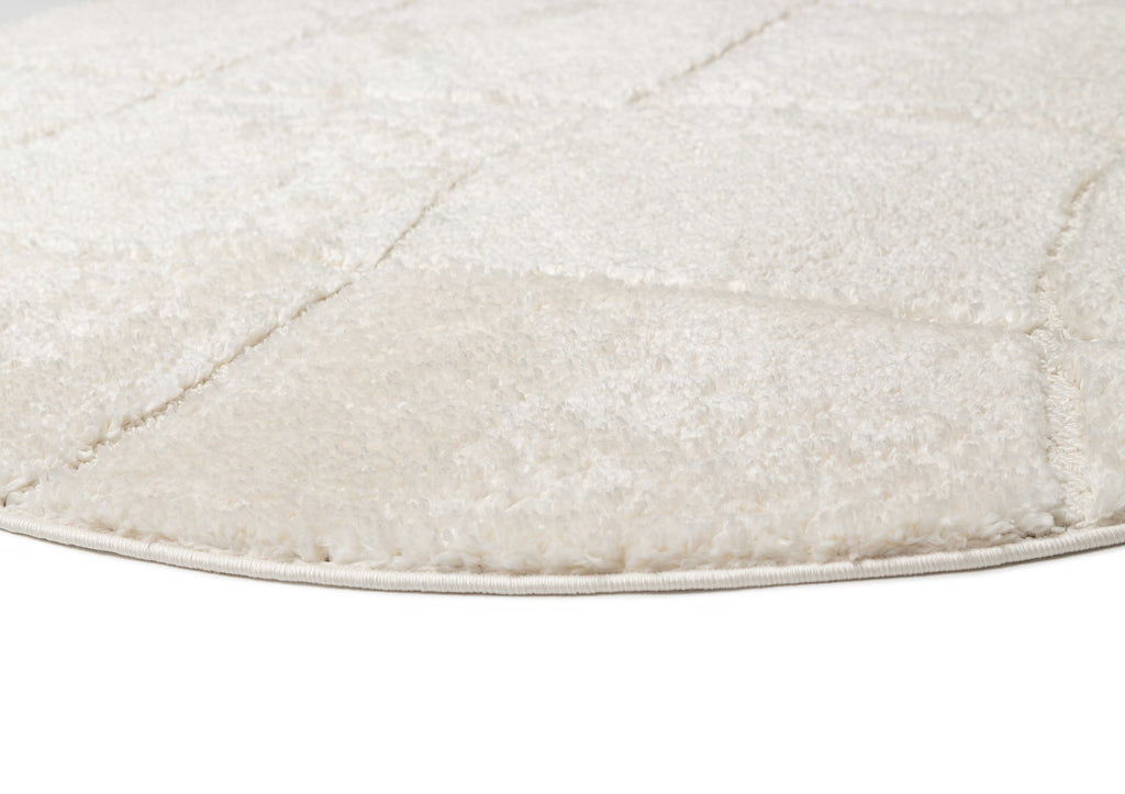 Calypso Ivory Cream Textured Tribal Round Rug