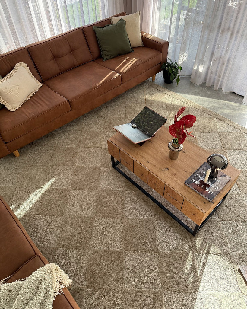 Canaya Beige Diamond Hand-Tufted Rug