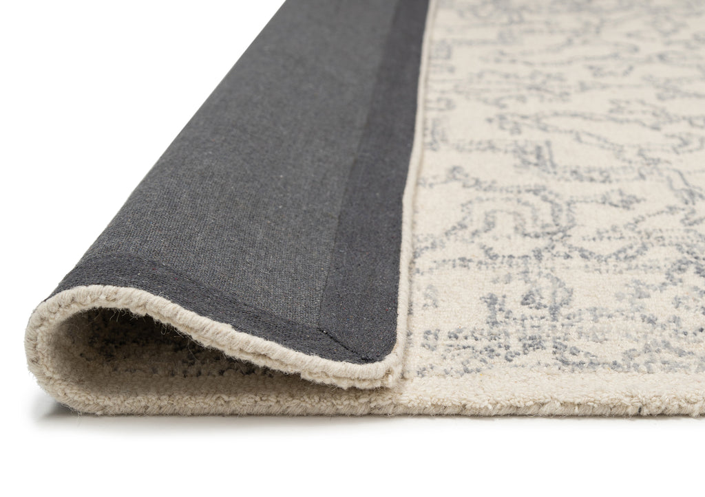 Capella Ivory Grey Medallion Tufted Wool Rug