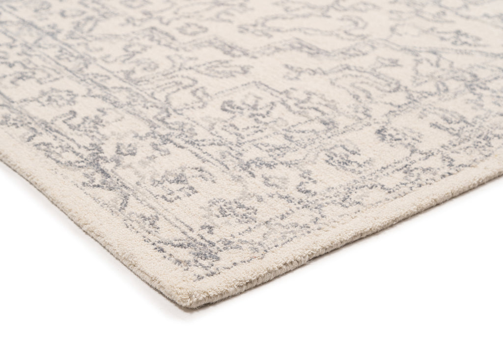 Capella Ivory Grey Medallion Tufted Wool Rug