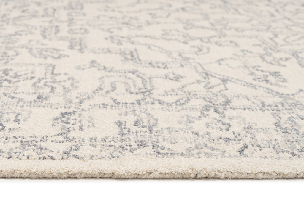 Capella Ivory Grey Medallion Tufted Wool Rug