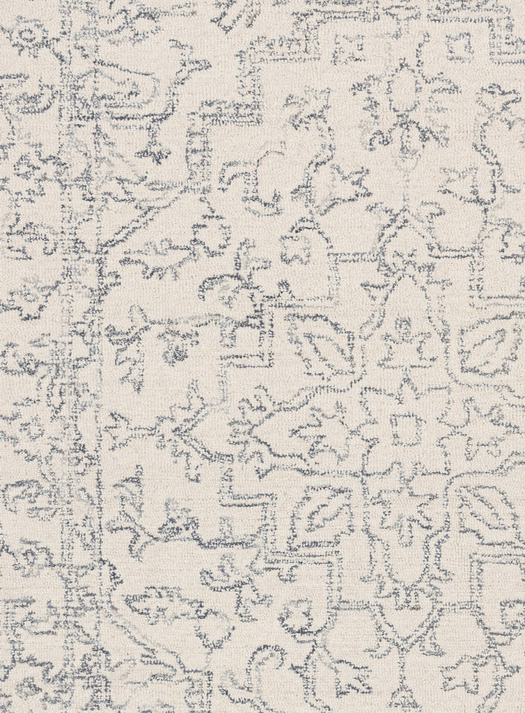 Capella Ivory Grey Medallion Tufted Wool Rug