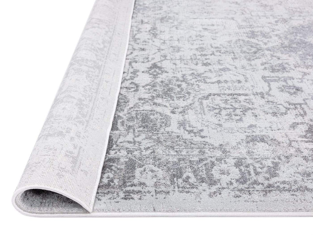 Cara Cream And Grey Transitional Medallion Rug