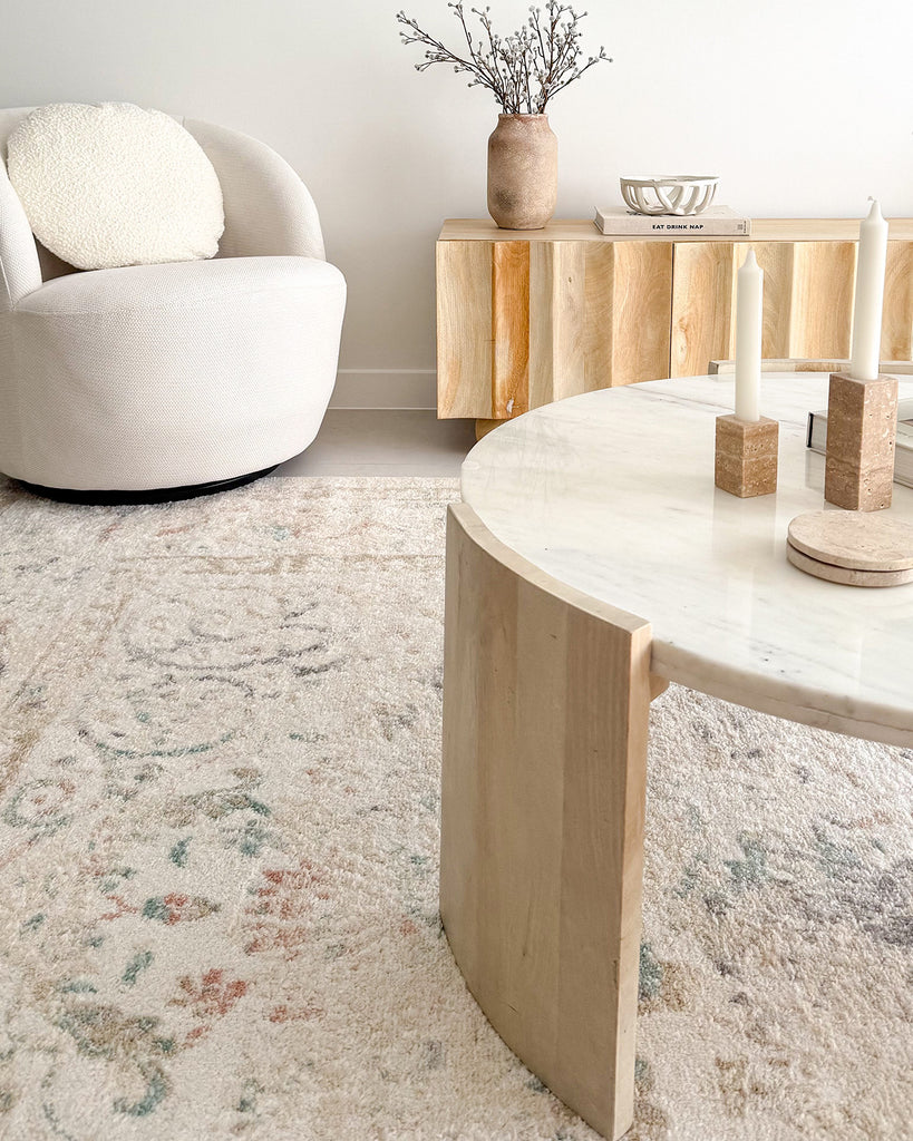 Caribou Cream and Pink Traditional Rug