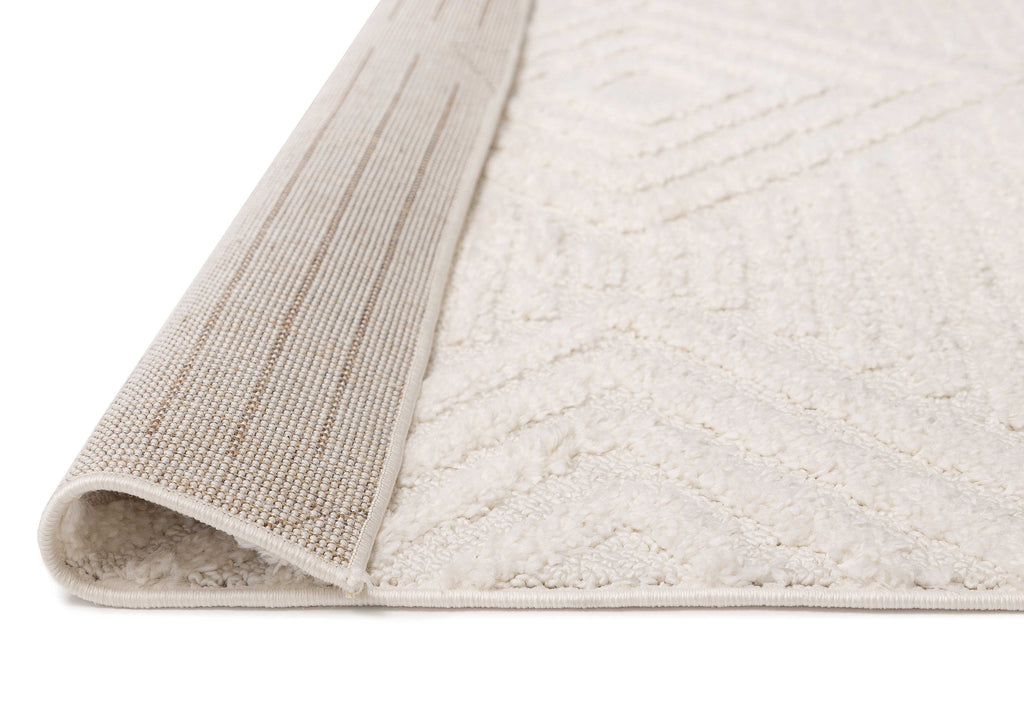 Catriona Ivory Cream Geometric Textured Rug
