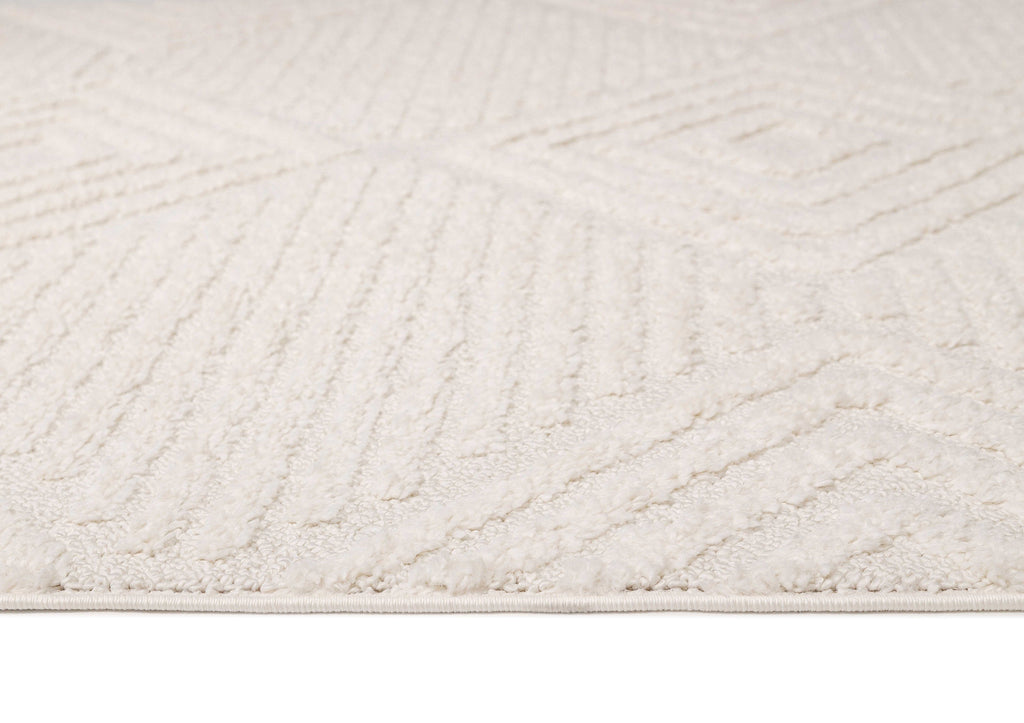 Catriona Ivory Cream Geometric Textured Rug