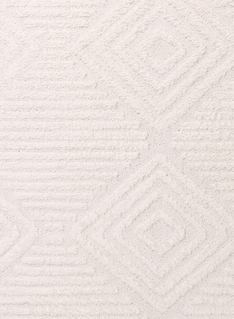 Catriona Ivory Cream Geometric Textured Rug