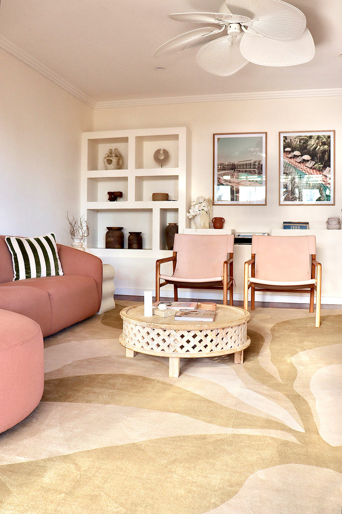 Cece Beige and Brown Botanical Washable Rug