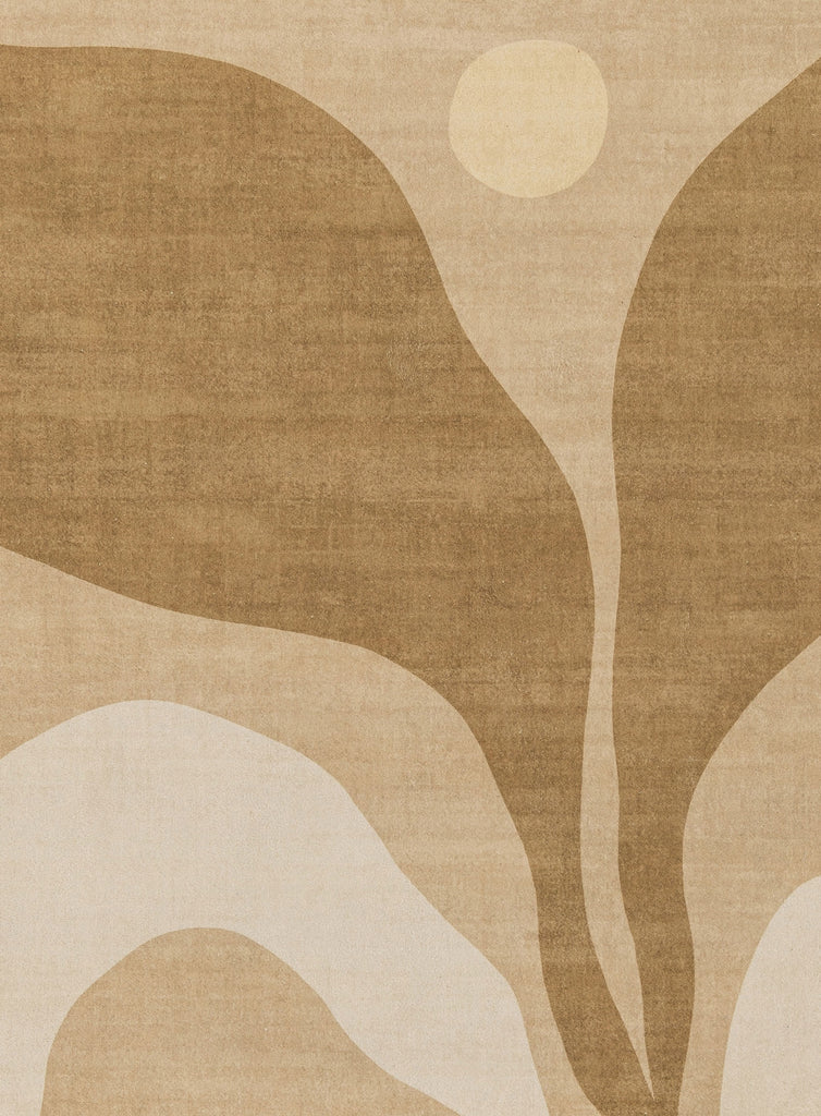 Cece Beige and Brown Botanical Washable Rug