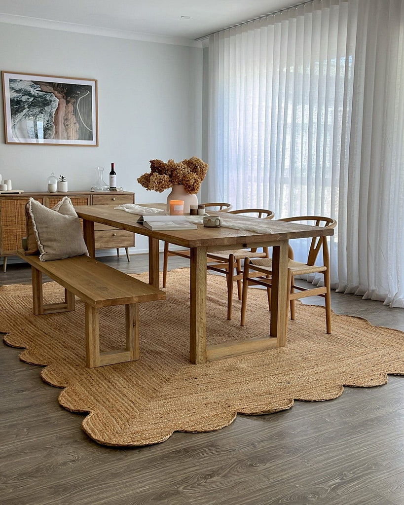 Celeste Natural Brown Scalloped Jute Rug