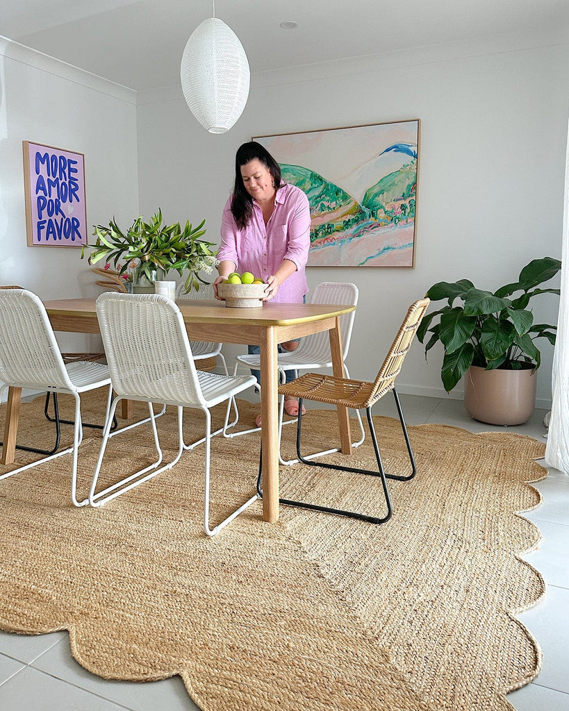 Celeste Natural Brown Scalloped Jute Rug