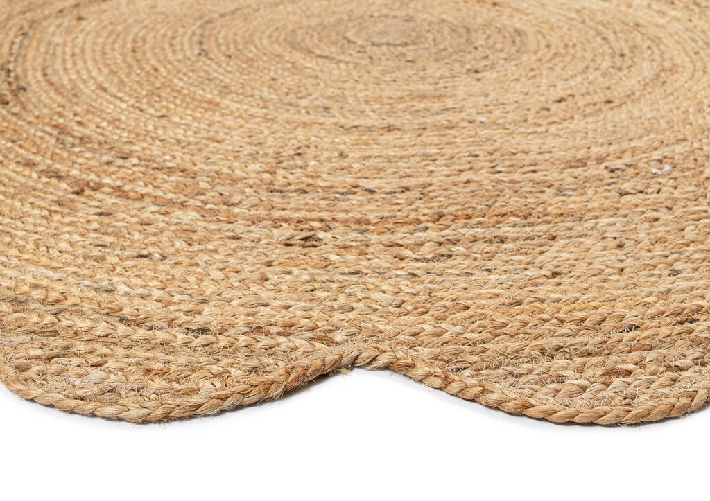 Celeste Natural Brown Scalloped Jute Round Rug
