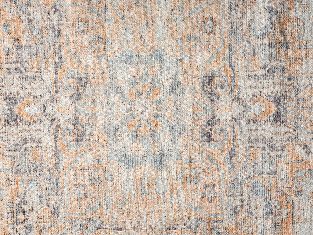 Ceren Orange and Blue Traditional Distressed Washable Runner Rug