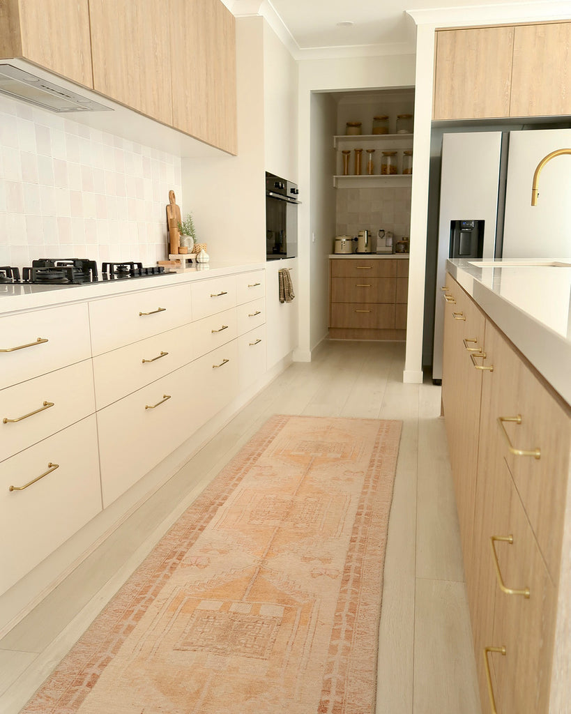 Charlize Cream and Peach Medallion Washable Runner Rug