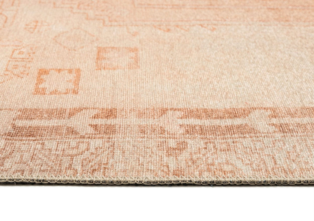 Charlize Cream and Peach Medallion Washable Rug