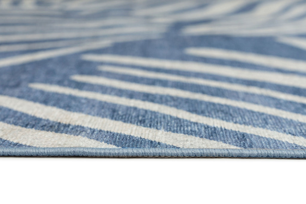 Clarissa Blue Palm Print Washable Rug