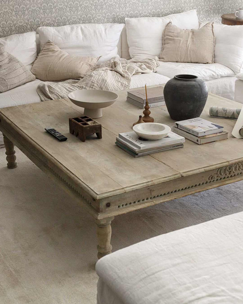 Claude Beige and Ivory Distressed Viscose Rug