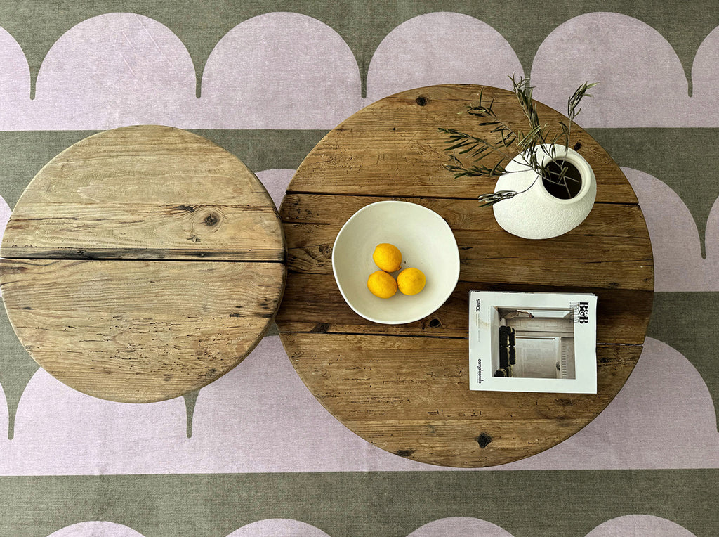 Cleo Blush and Sage Arch Pattern Indoor Outdoor Rug