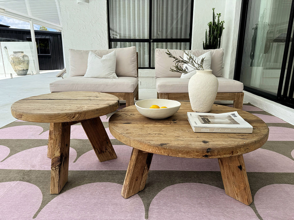 Cleo Blush and Sage Arch Pattern Indoor Outdoor Rug