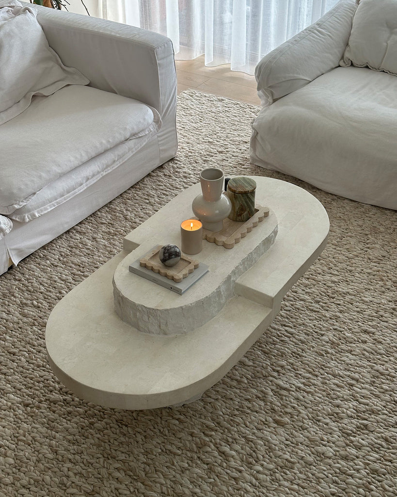 Colette Cream and Beige Marbled Wool Rug