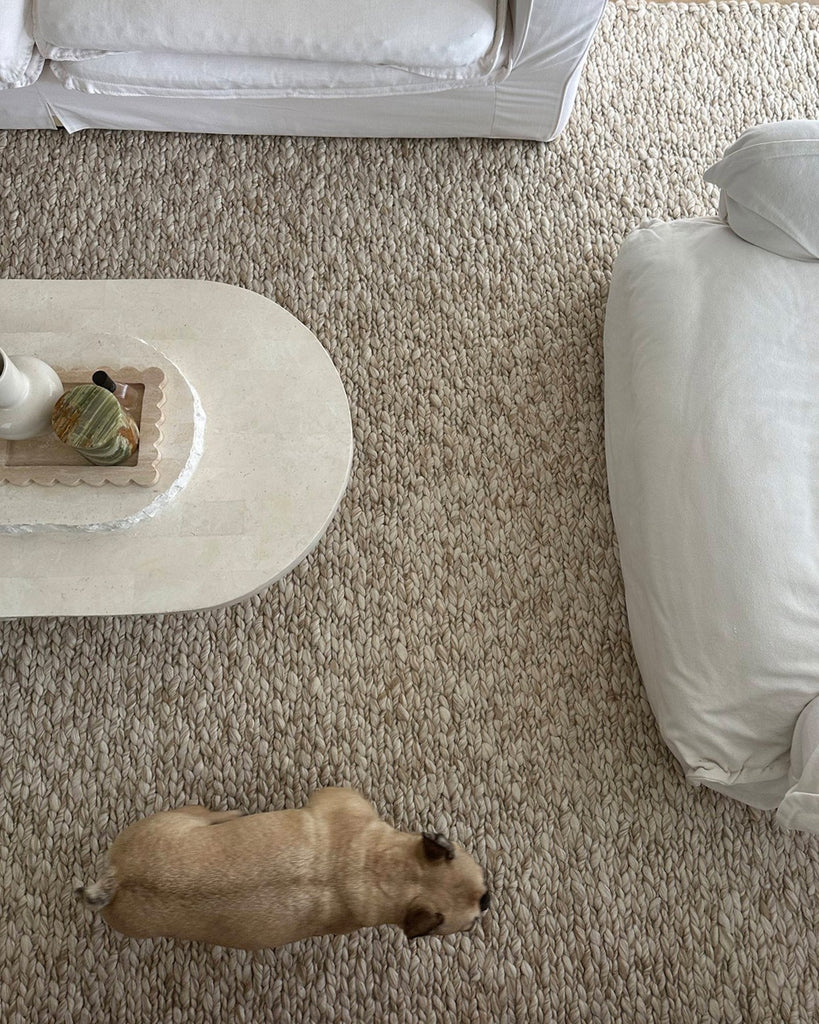 Colette Cream and Beige Marbled Wool Rug