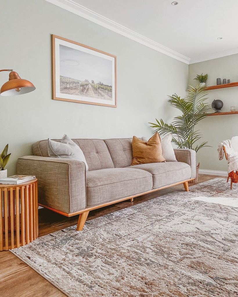 Constance Beige And Blue Distressed Floral Rug