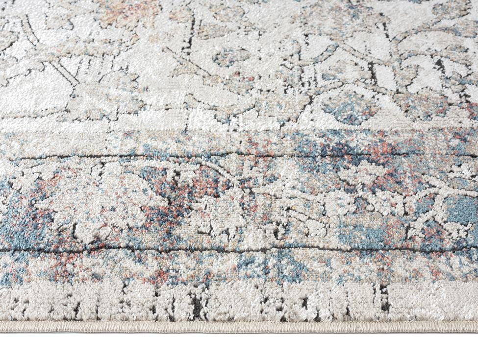Constance Beige And Blue Distressed Floral Rug