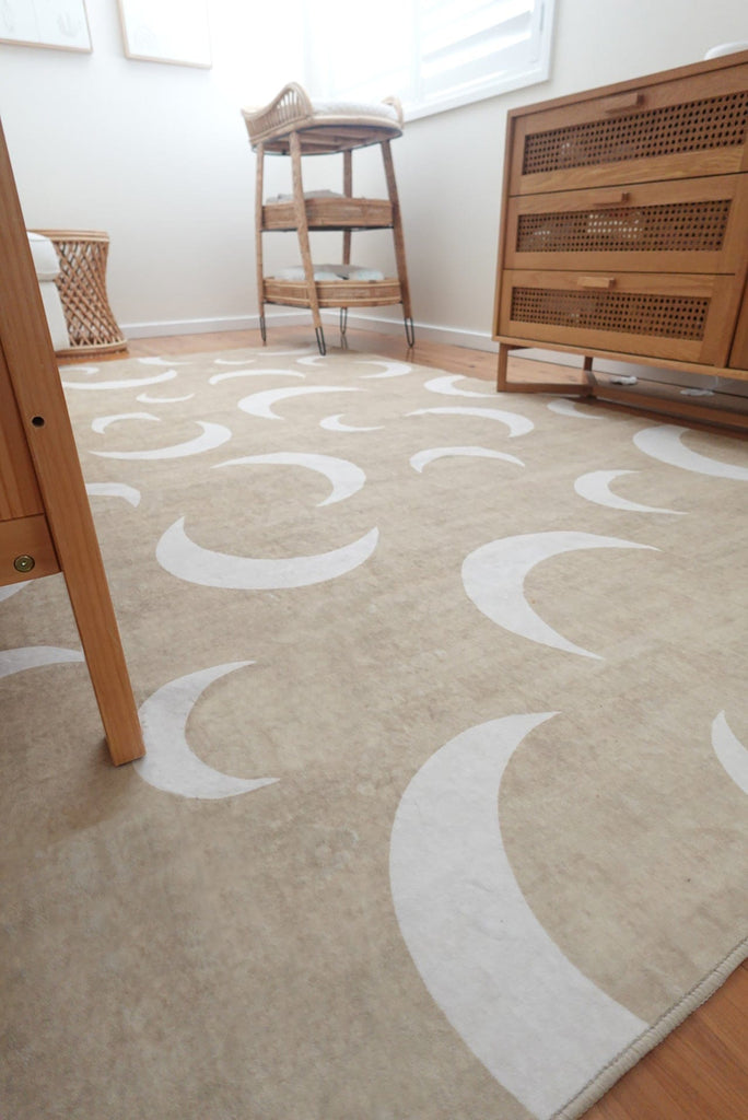 Copata Beige Cream Moon Washable Rug