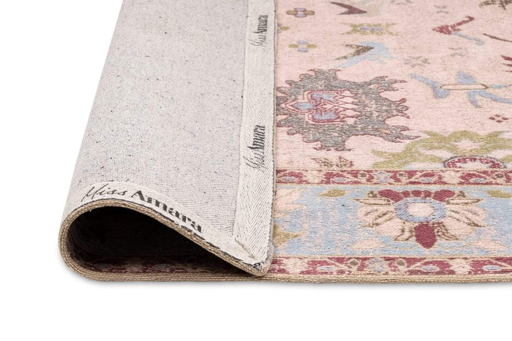 Dakota Blue and Pink Bordered Floral Rug