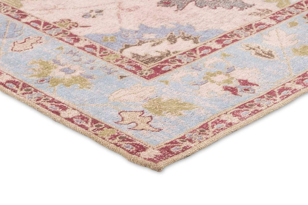 Dakota Blue and Pink Bordered Floral Rug