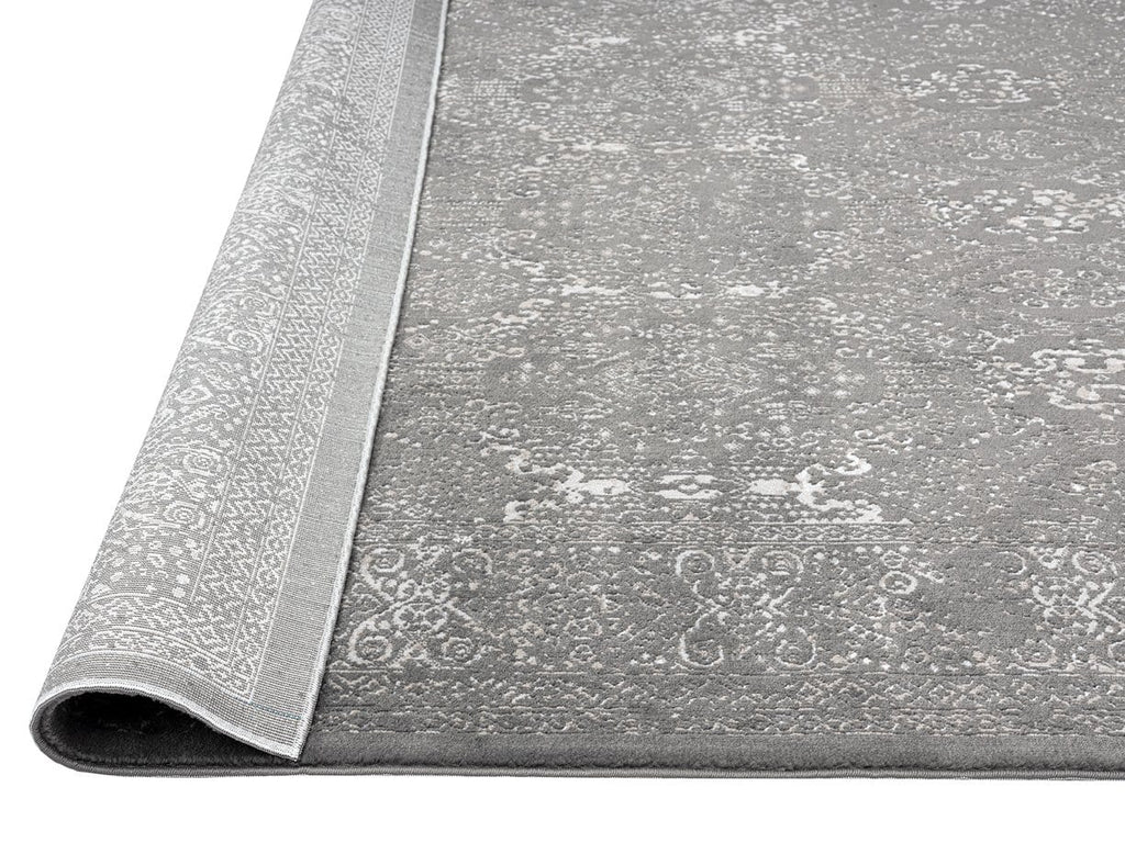 Dalma Charcoal Grey And Ivory Traditional Distressed Rug