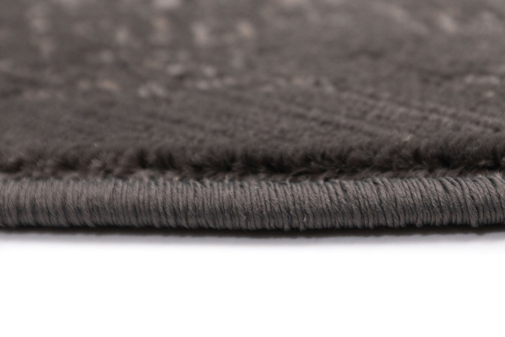 Dalma Charcoal Grey And Ivory Traditional Distressed Round Rug