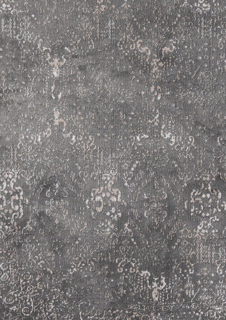 Dalma Charcoal Grey And Ivory Traditional Distressed Round Rug